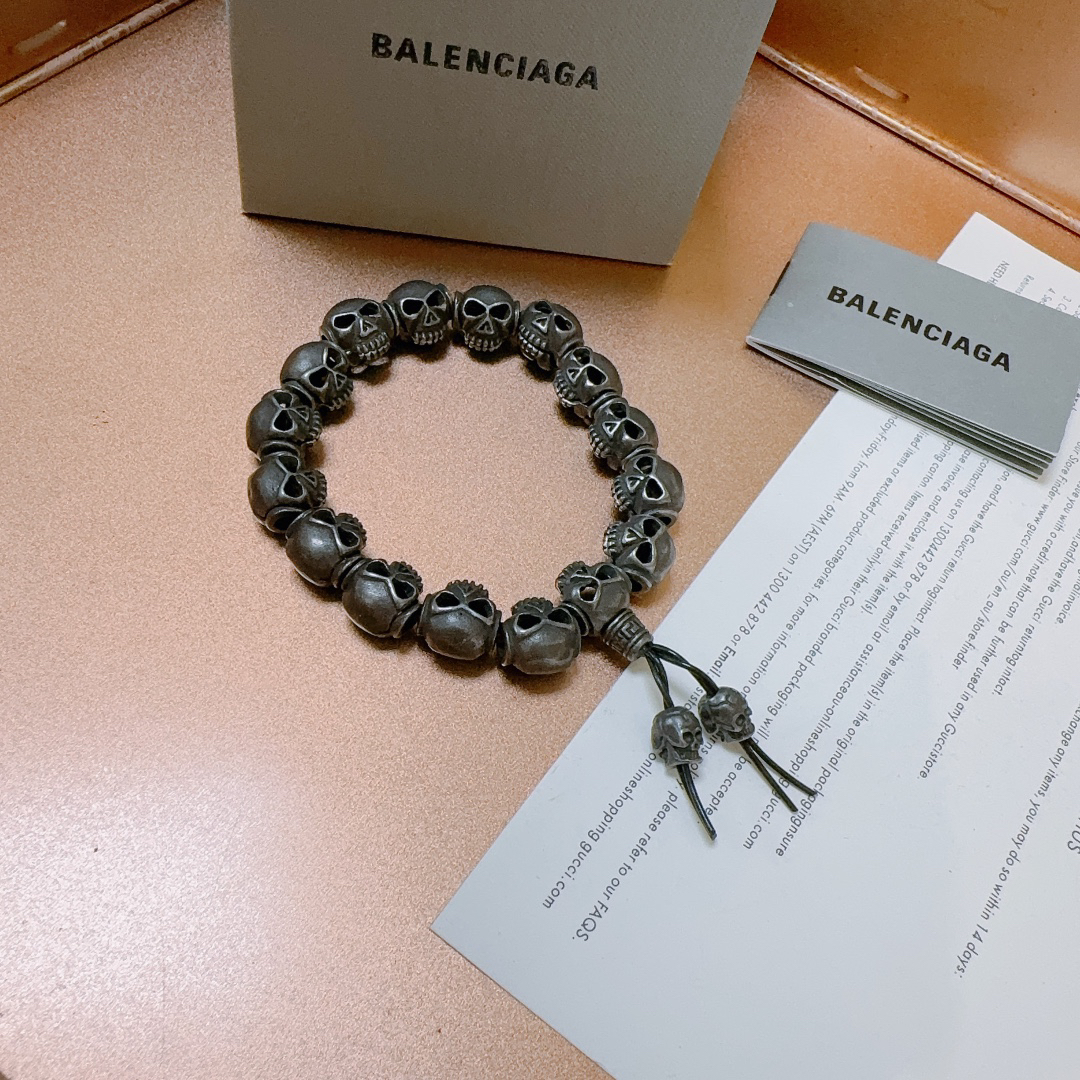 Balenciaga Thai Silver Skull Bracelet