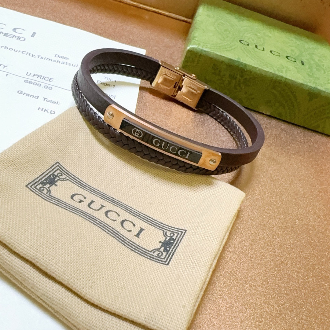 Gucci Black Braided Gold Bracelet