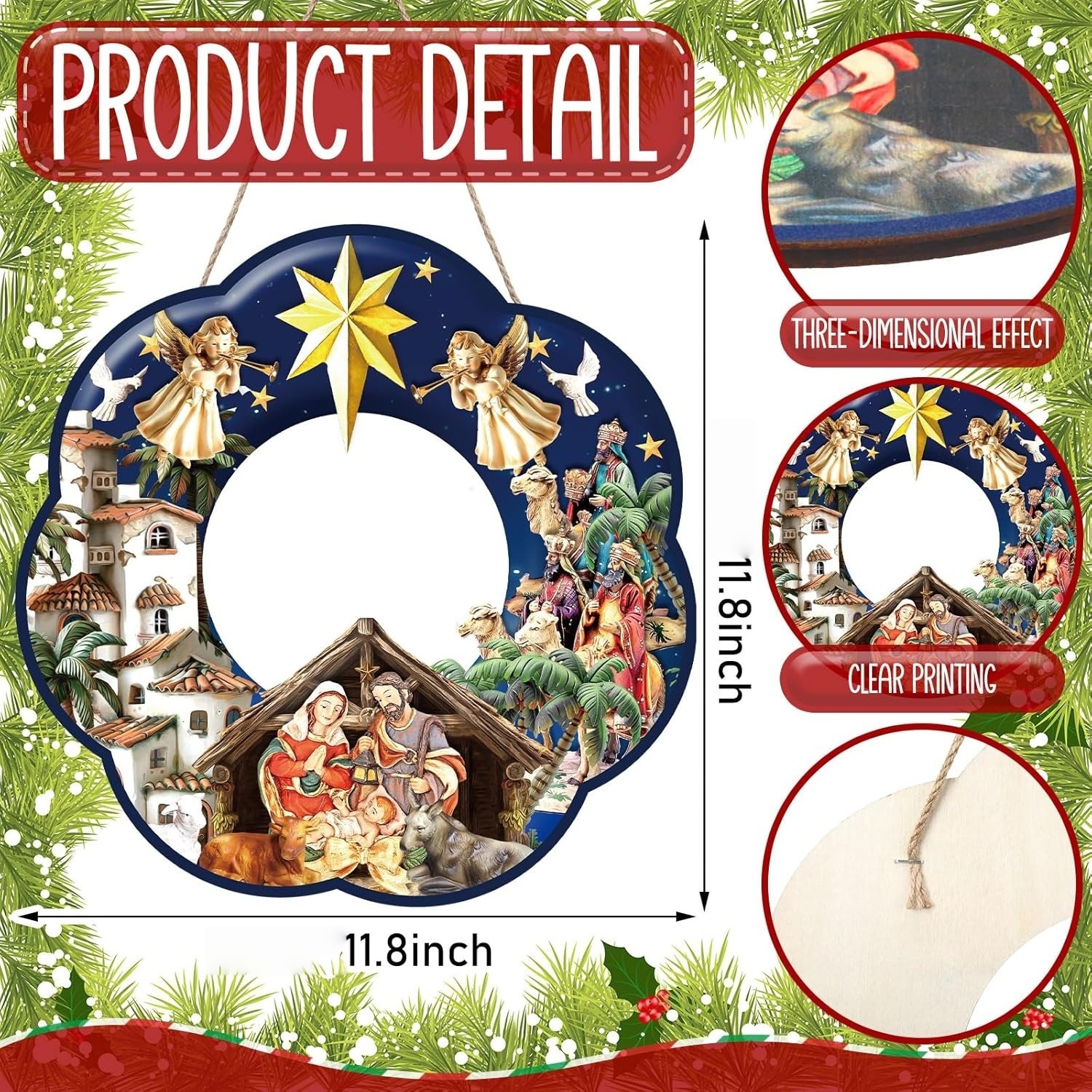 🎄Early Christmas Sale - 50% OFF🔥Christmas Christian Wooden Wreath