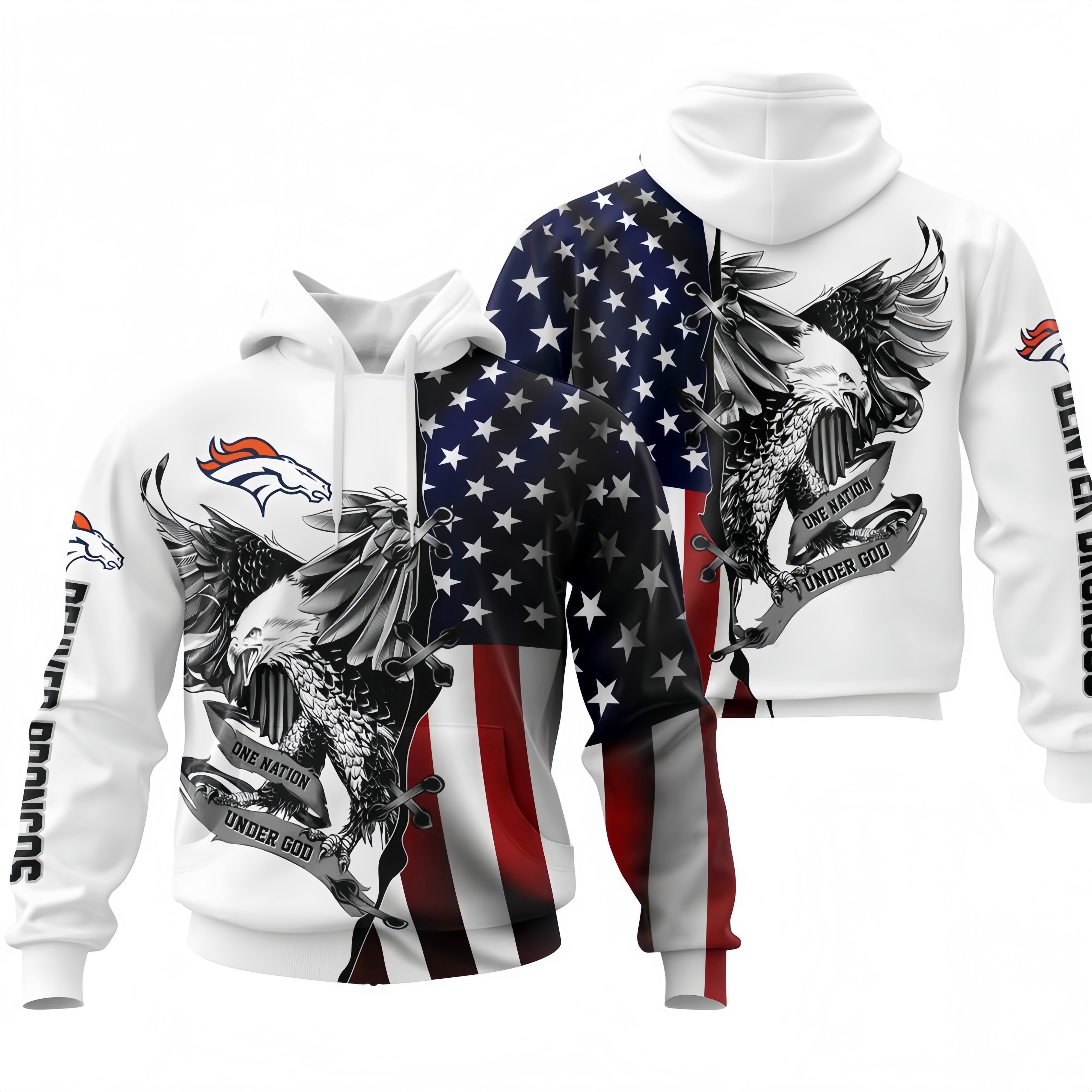 DENVER BRONCOS 3D USA FLAG EAGLE
