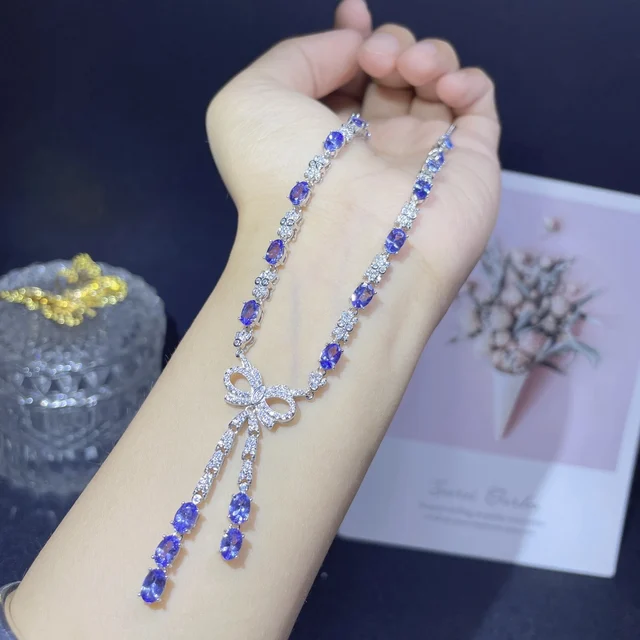 Women's Tanzanite Necklace Pendant 925 Sterling Silver Women's Necklace Gemstone Jewelry Certified Gemstone Free shipping