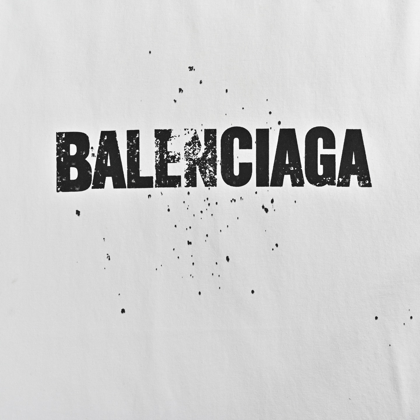 Balenciaga Mottled Letters Ink Printed Short Sleeve