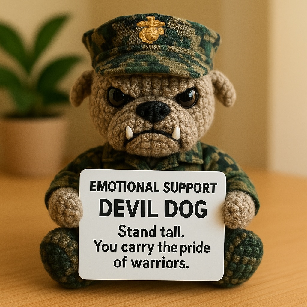 USMC Devil Dog Emotional Support Crocheted Doll