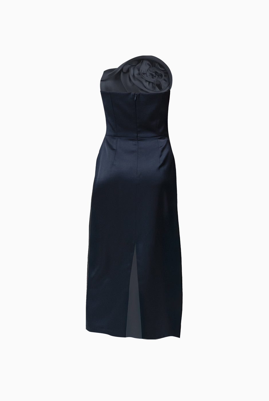 Vestido strapless con abertura