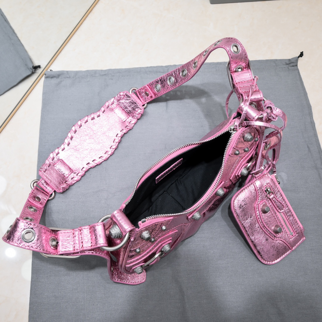 Balenciaga Crescent Bag Small Metallic Pink