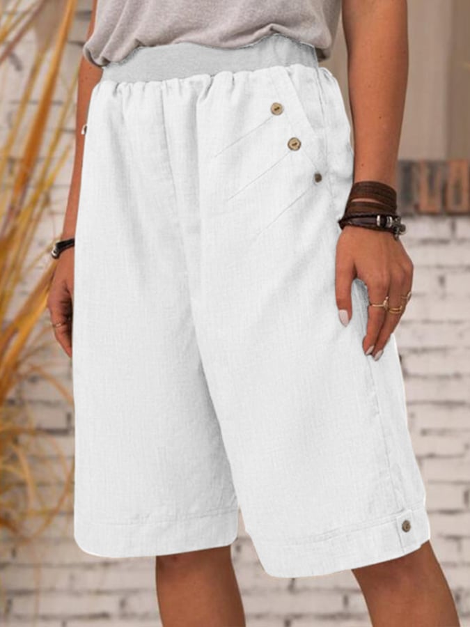 Women's Pure Color Casual Cotton Linen Shorts