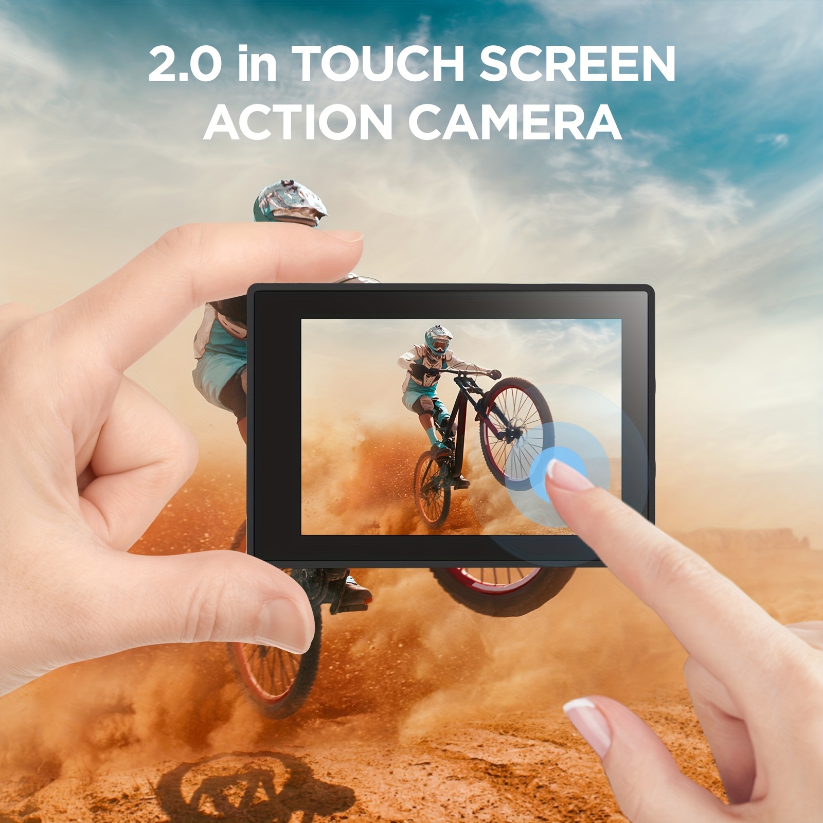 Yolansin 4K Action Camera Touch Screen - Dual Screen Ultra HD EIS WiFi Sports Camera, 1574.8inchUnderwater Camera 170° Wide Angle Video Camera 20MP Waterproof Helmet Camera With Remote Control And 2 Batteries