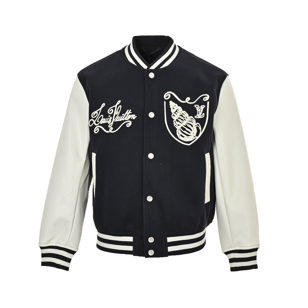 Louis Vuitton 24Fw conch embroidered lettering logo baseball jacket