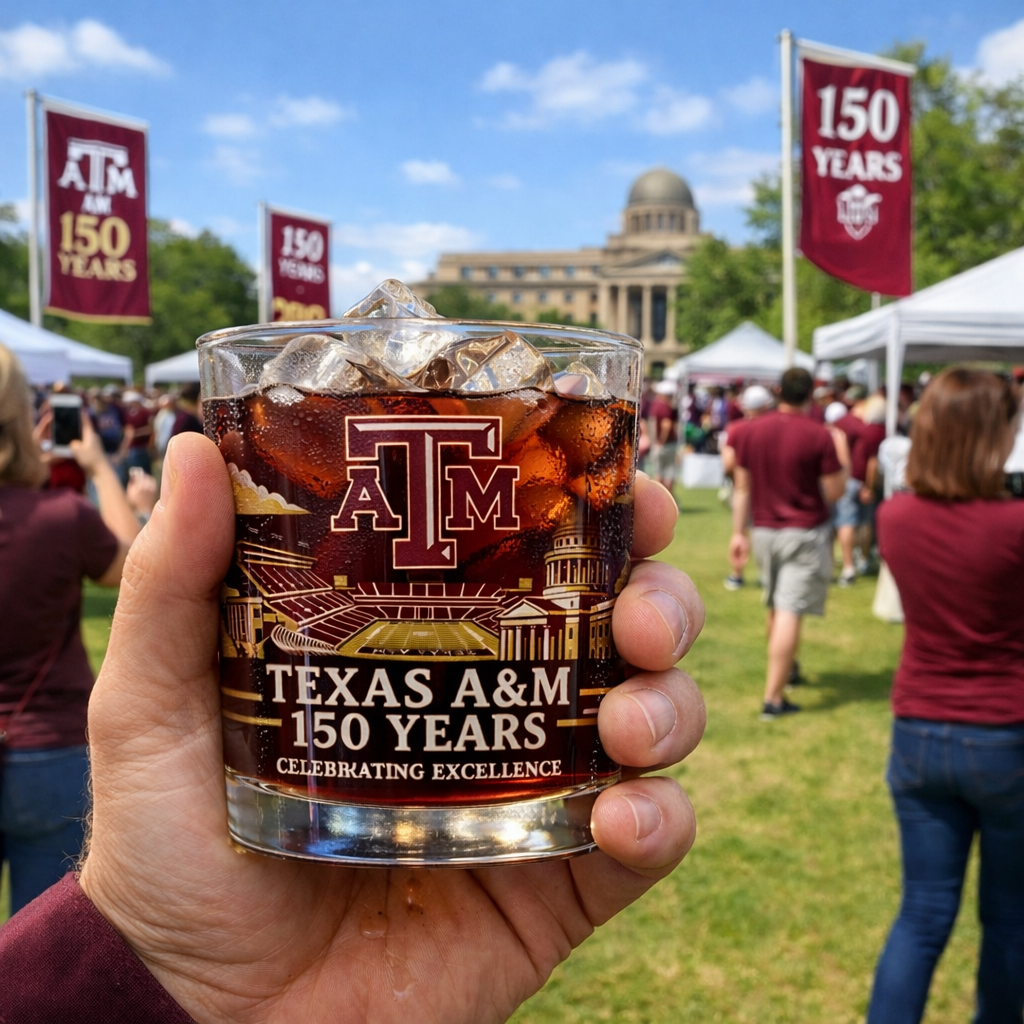 Texas A&M 150 Years Commemorative Whiskey Glass
