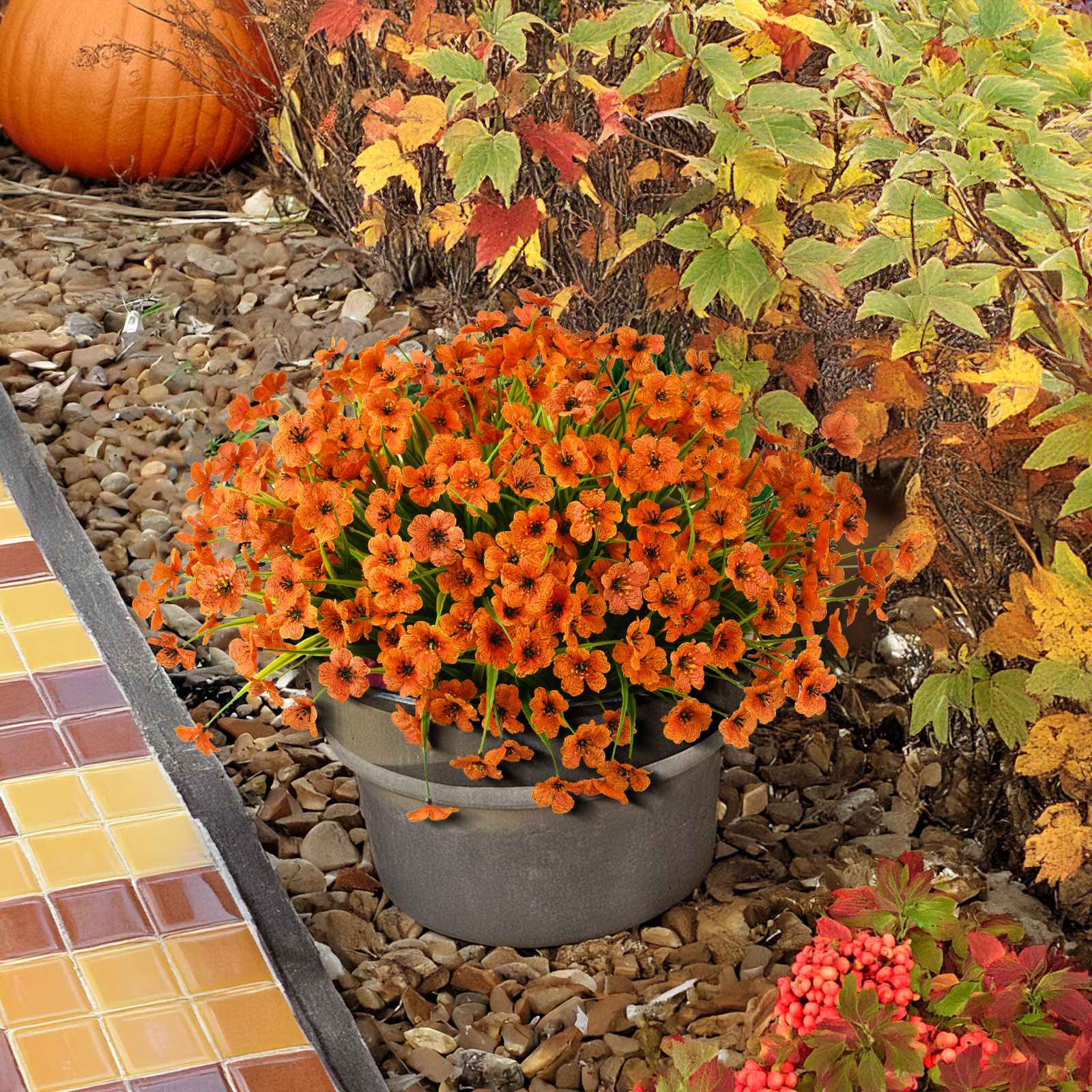 💥ON SALE💥Artificial Silk Outdoor Fall Mums Flowers🍂 UV resistant, Waterproof ,Windproof🏡