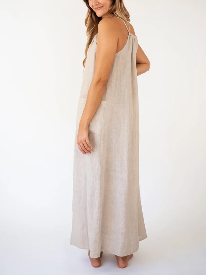 Women's Solid Color Cotton Linen Dress