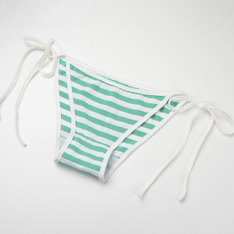Stripe Bikini Tie Top Lingerie Set