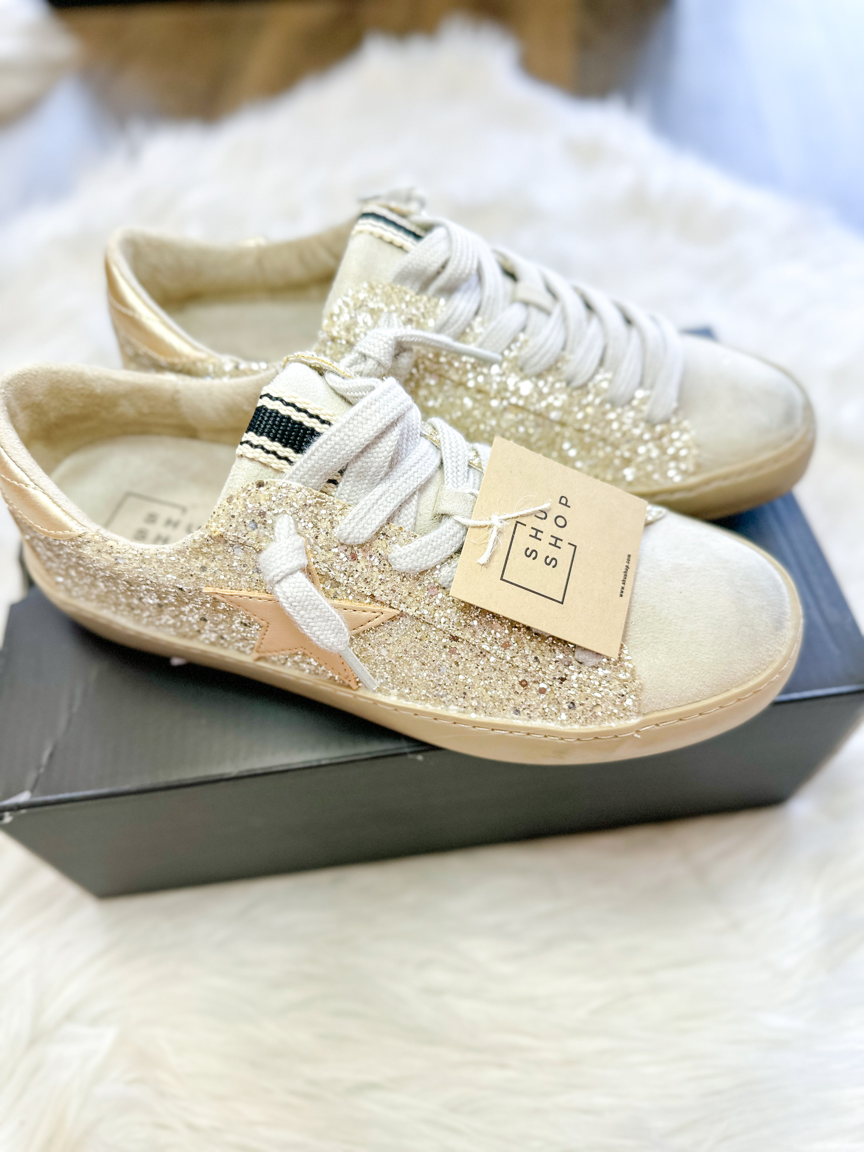 PAULY SHUSHOP SNEAKERS-GOLD GLITTER