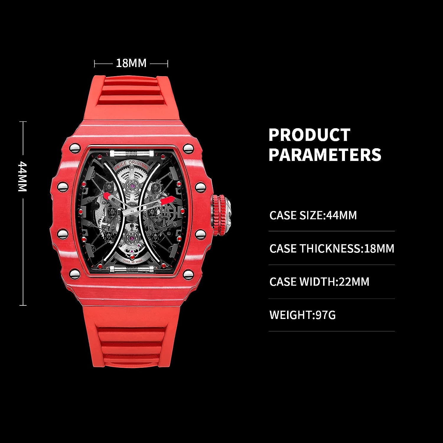 FM602 Automatic Watches Luxury Sapphire Mirror Skeleton Mechanical Wat