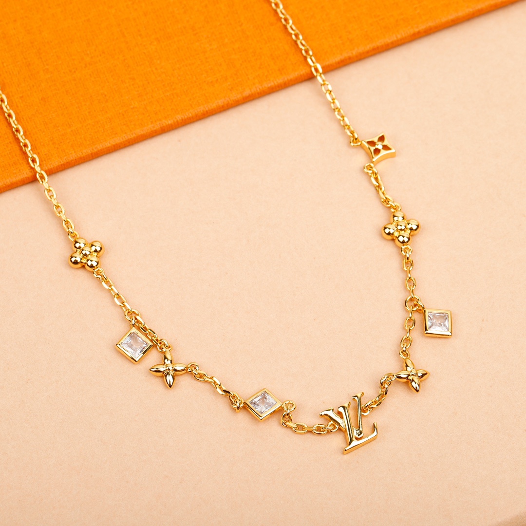 Louis Vuitton logo diamond necklace