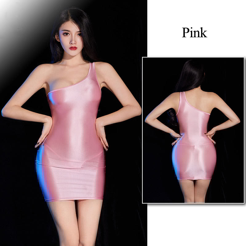 Sexy One Shoulder See-through Lingerie Dress