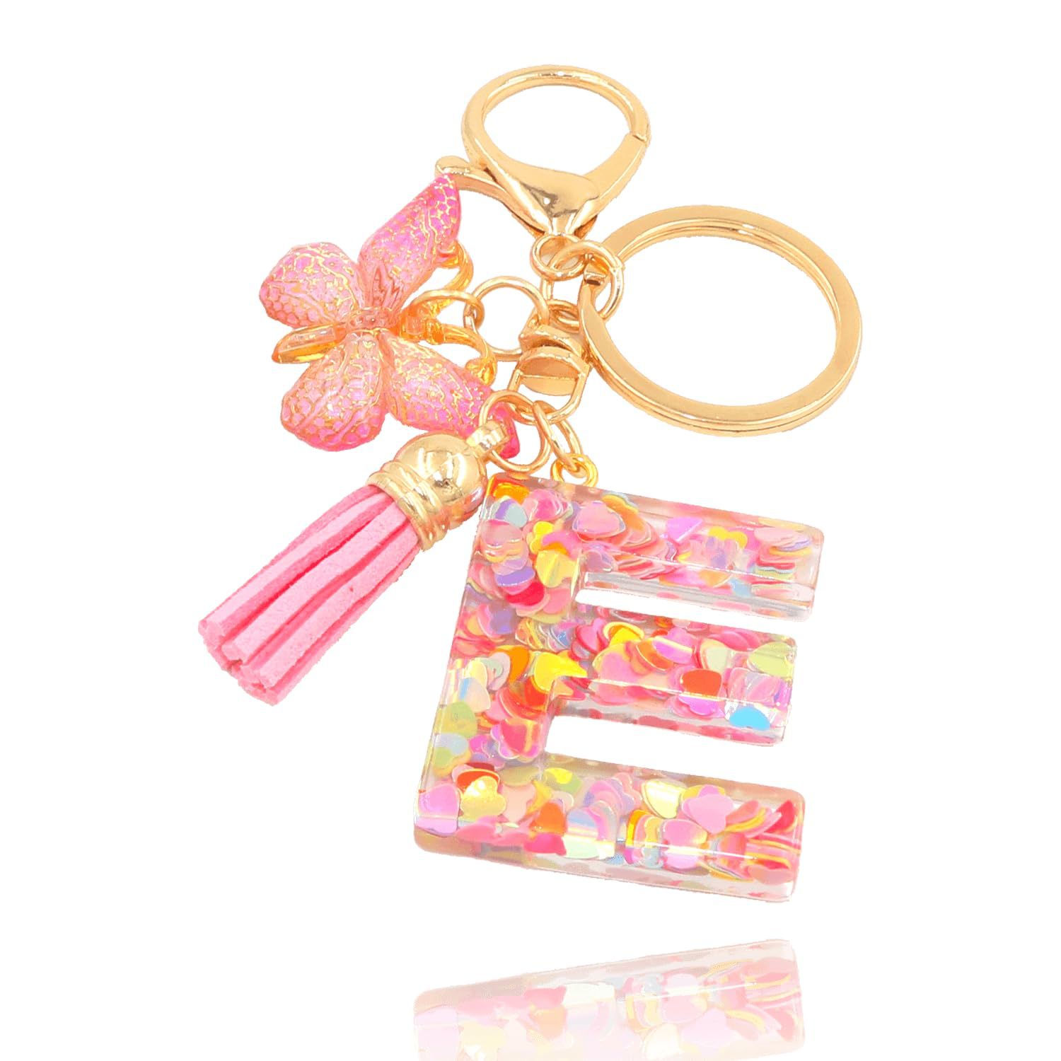 ✨✨Heart sequin butterfly letter tassel keychain(Choose your own name keychain)
