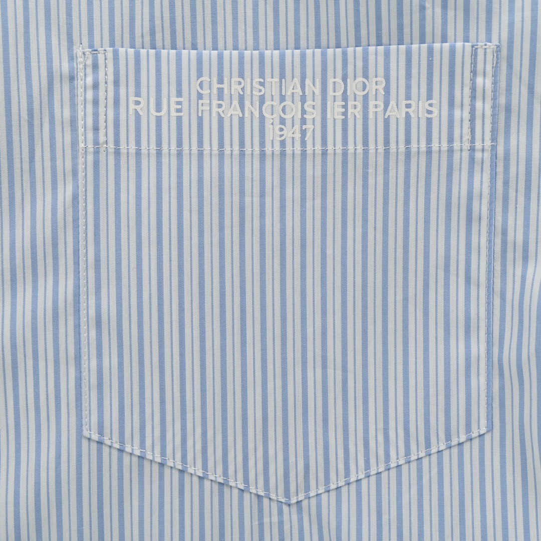 Dior 24Fw pocket CD letter print striped long-sleeved shirt
