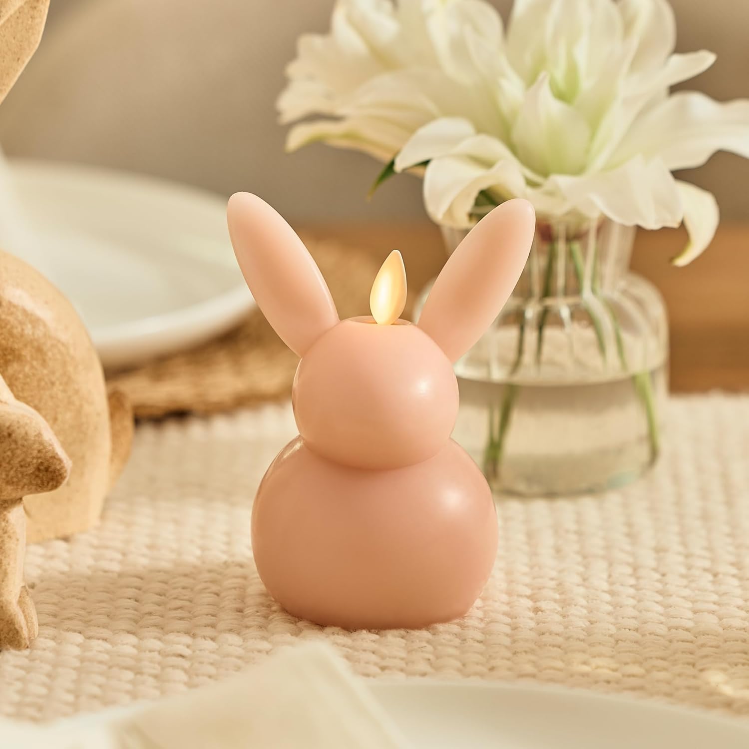 💖Last Day 45% OFF💖Flickering LED Bunny Flameless Candle With Timer