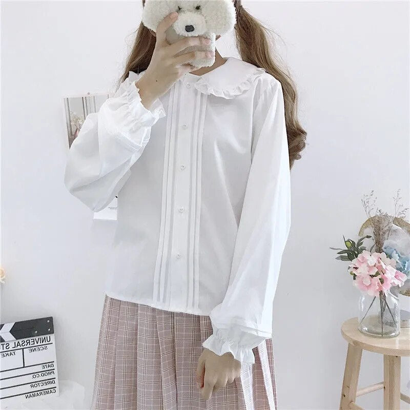 Kawaii Long Sleeve Peter Pan Collar Blouse