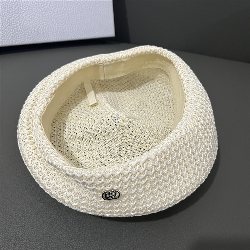 New Japanese styling hollowed out beret ladies temperament small breathable thin mesh painter hat black hat