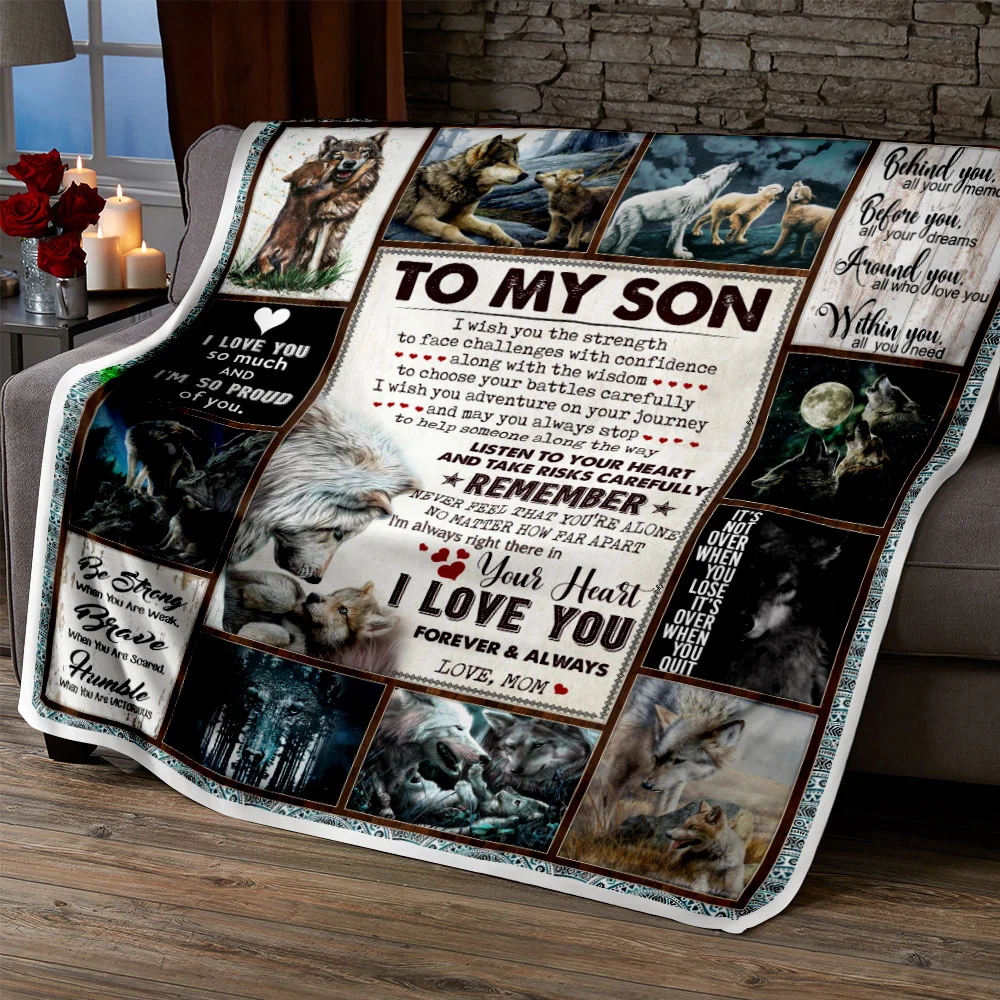 To My Son, I Wish You The Strength, Love Mom, Wolf Sofa Throw Blanket