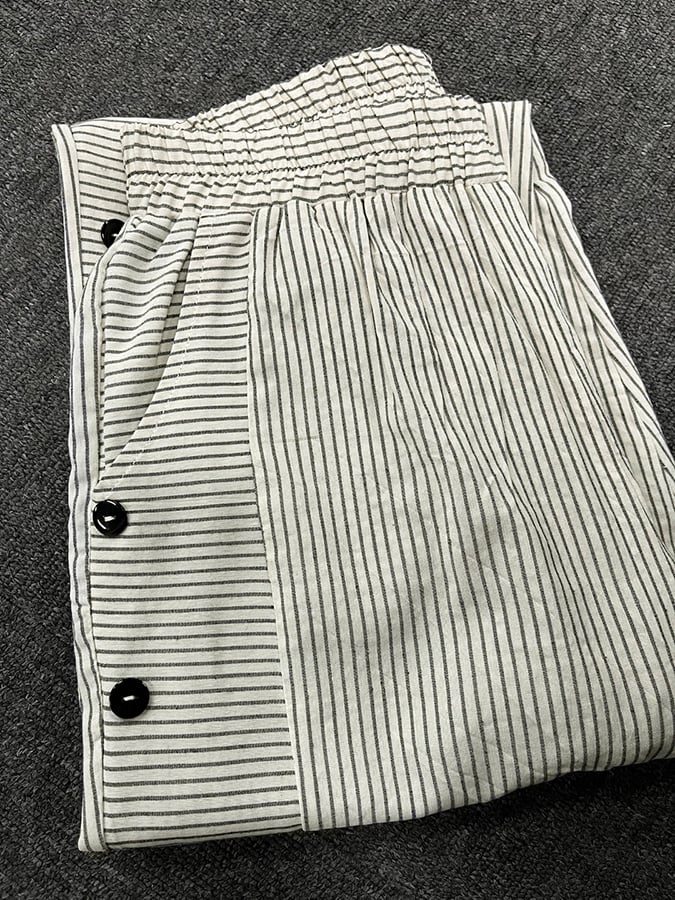 Jacquard striped printed button-down slacks
