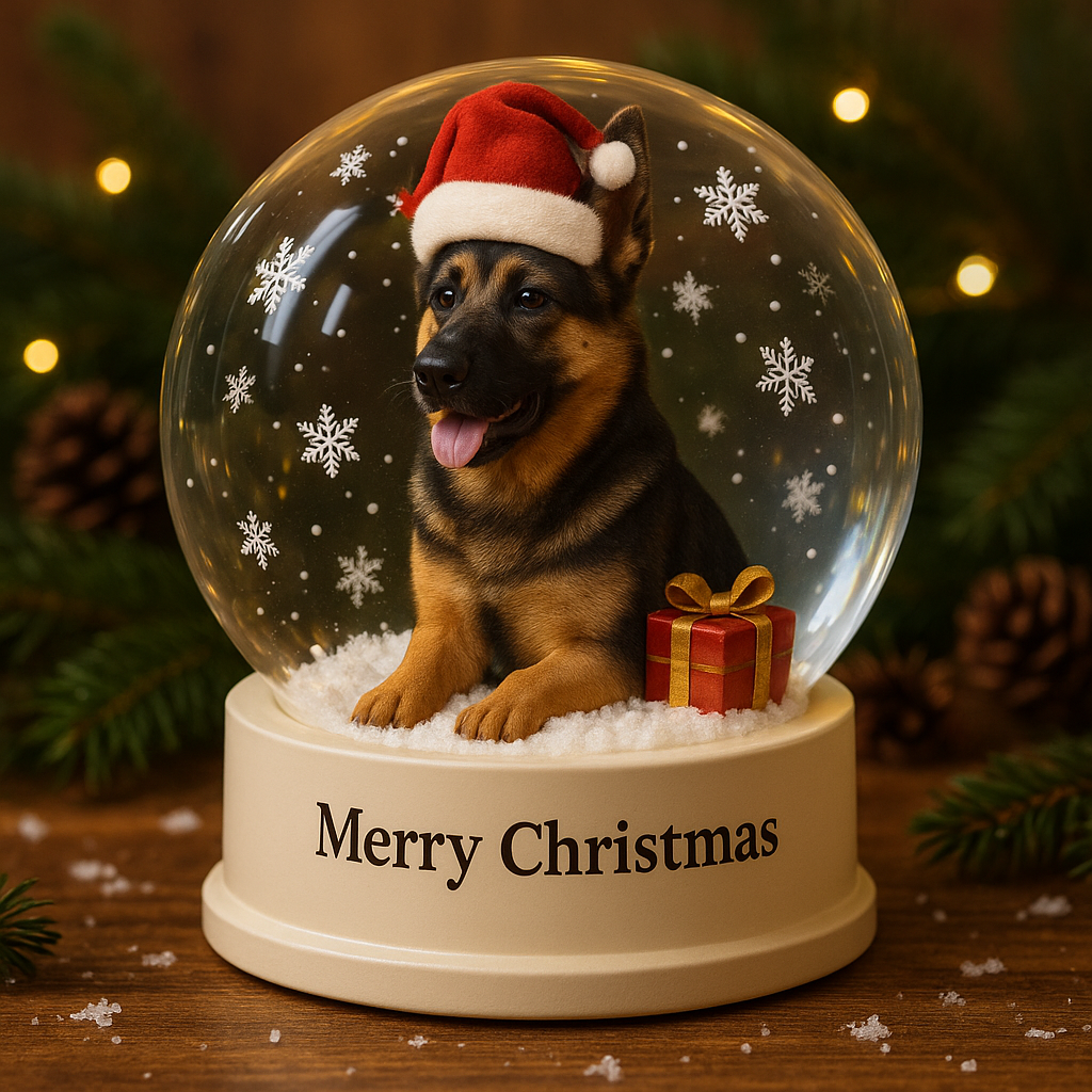 Holiday Puppy Snow Globe – Christmas Edition 🎁