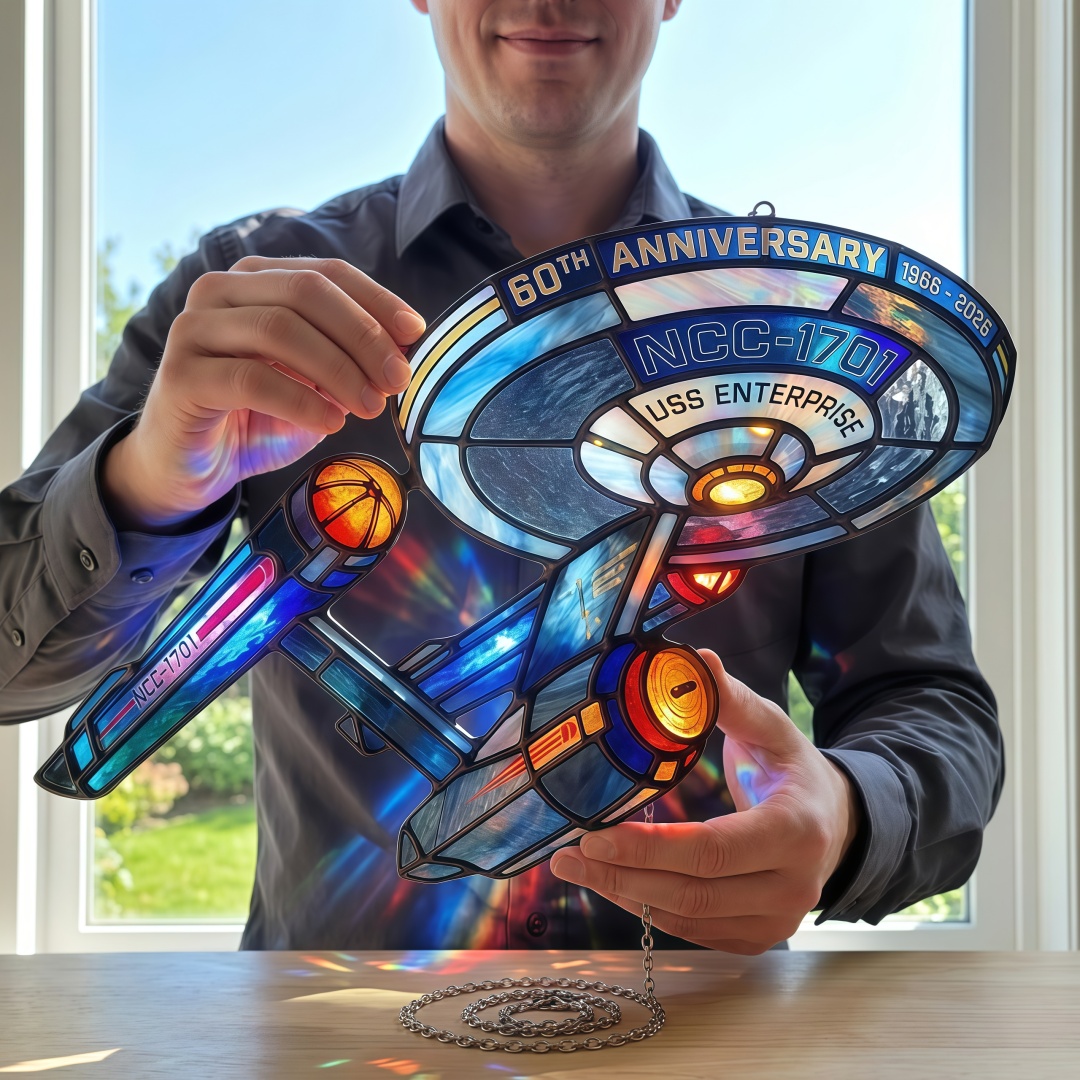 USS Enterprise (NCC-1701) 60th Anniversary Stained Glass Suncatcher