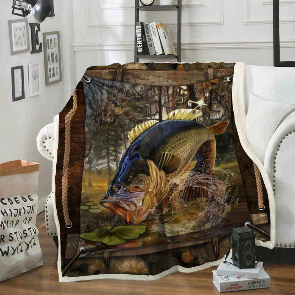Largemouth Bass Fishing Sofa Throw Blanket