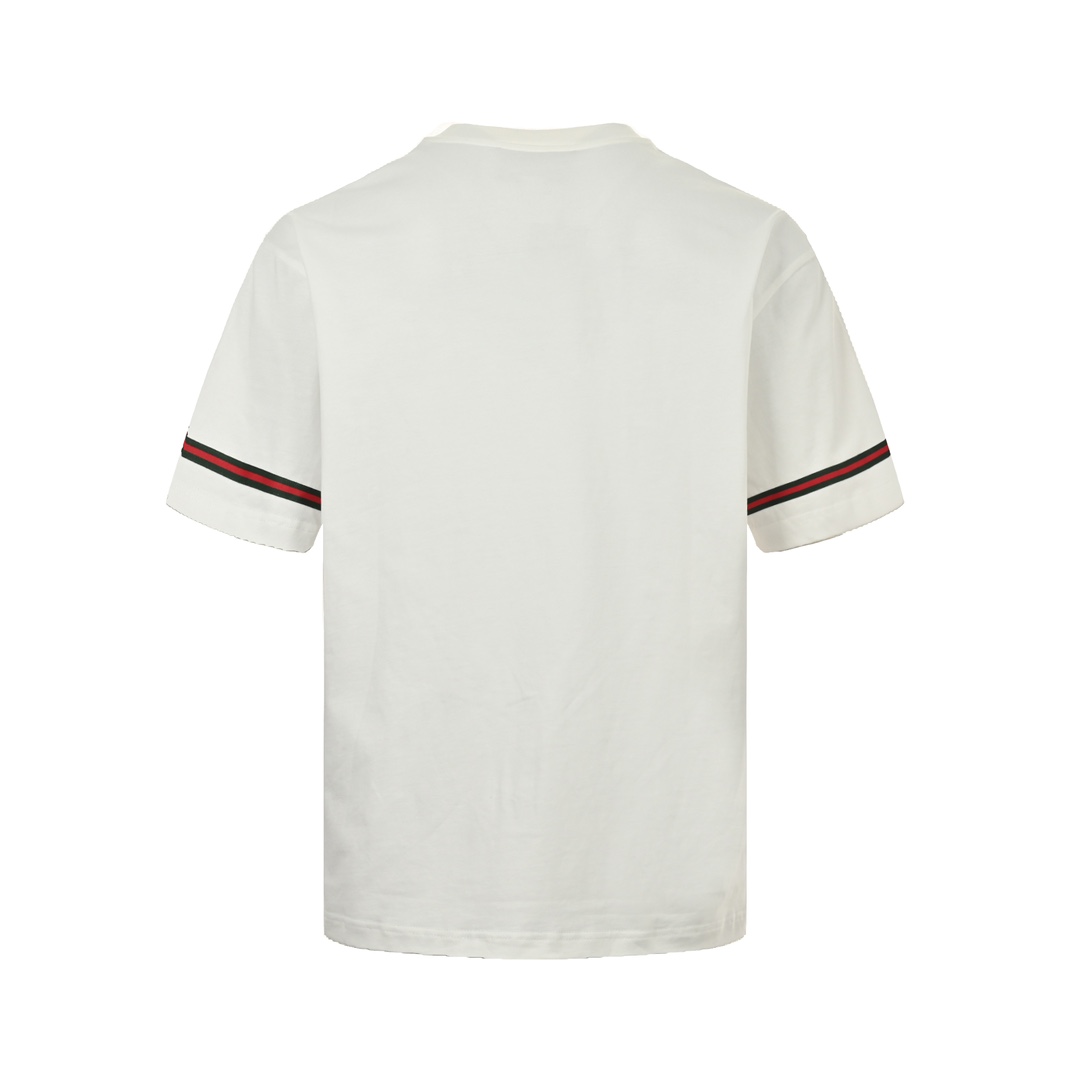 Gucci 24ss red and green color matching embroidered letter short sleeve