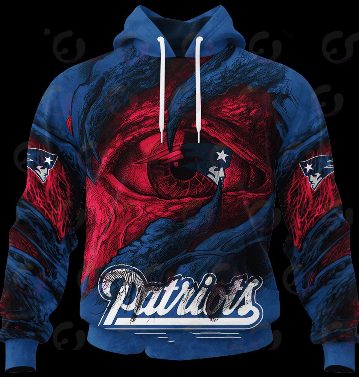 NEW ENGLAND PATRIOTS 3D HOODIE COMMANDERS DEMON EYES
