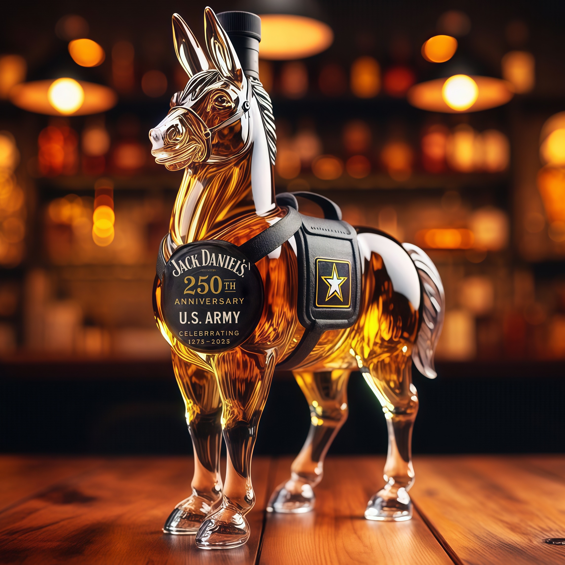 USA 250th Anniversary Army Mule Whiskey Bottle