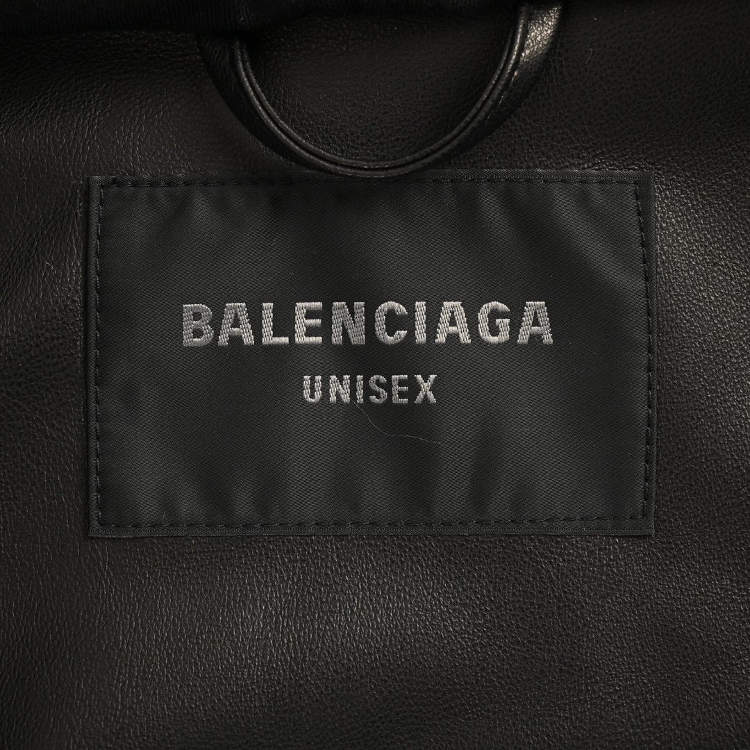 Balenciaga 24Fw parka zip-up hooded leather jacket