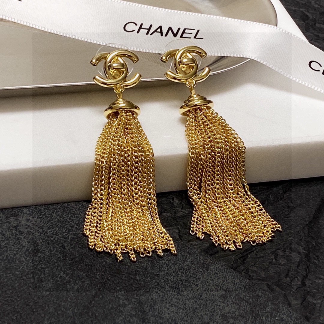 Chanel long tassel earrings