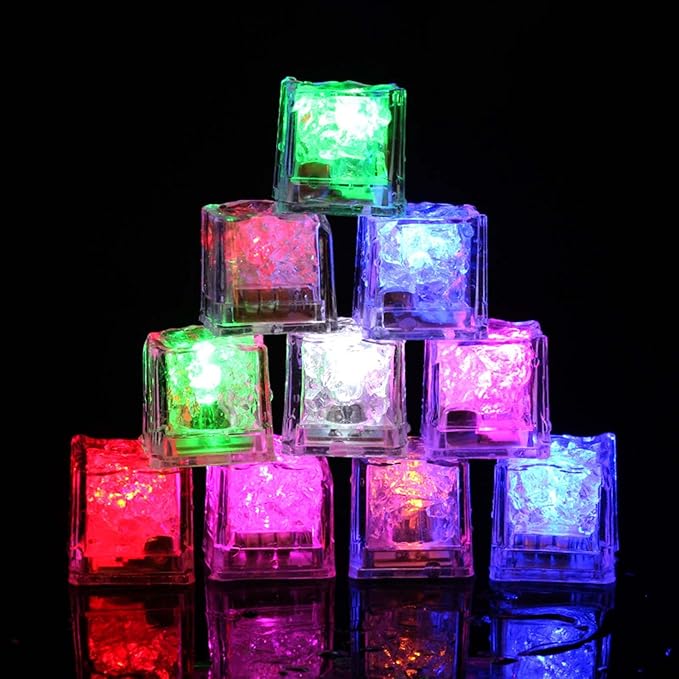 🧊🧊Multi-color Flashing LED Illuminated Ice Cubes - (Unique Party Supplies)