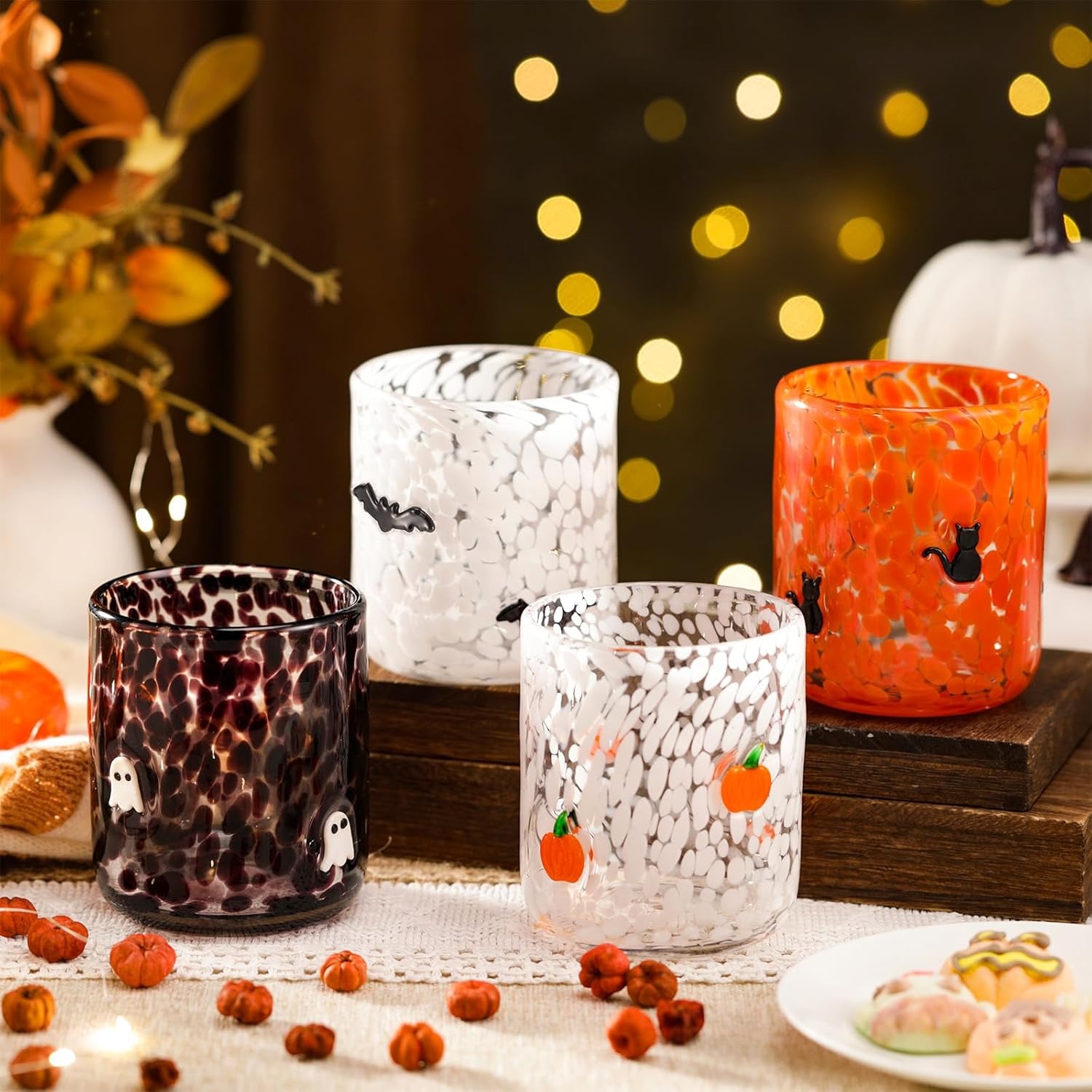 💥ON SALE💥16 oz Cute Icon Glass Double Old Fashioned Hand Blown Drinking Cups