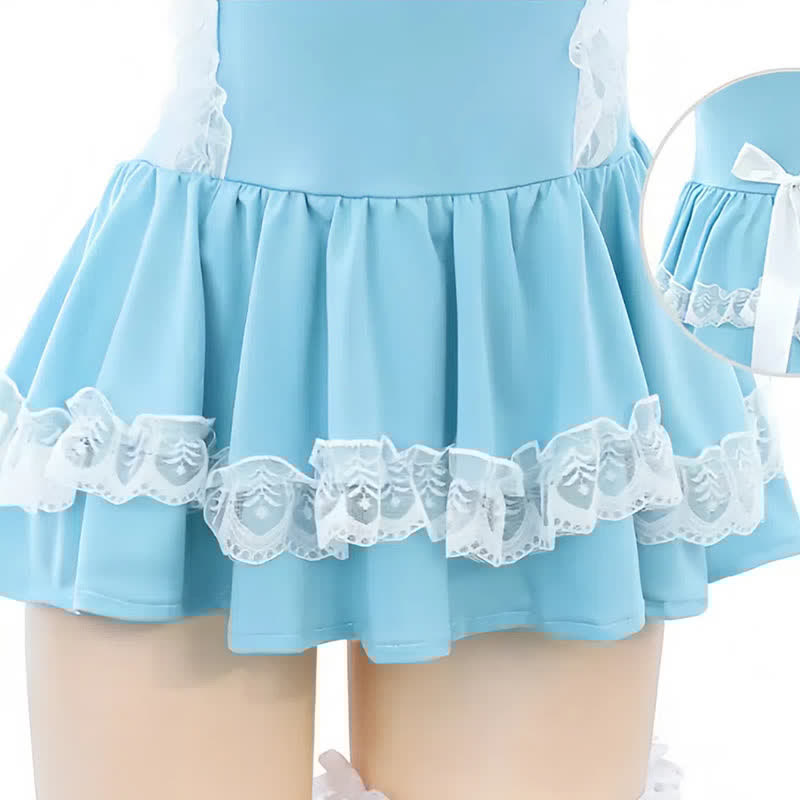 Sexy Maid Lace Bow Stockings Lingerie Dress