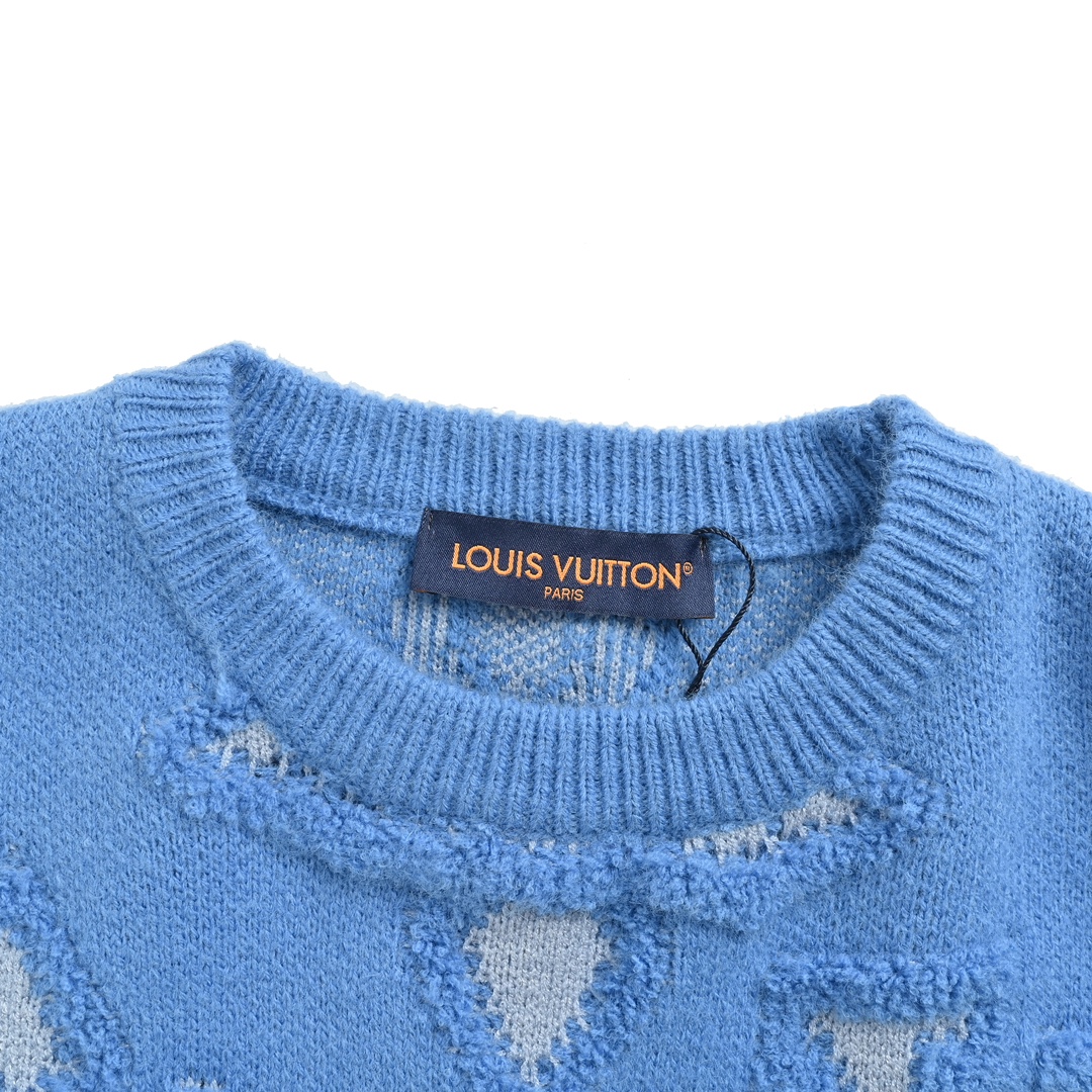 Louis Vuitton 24Fw jacquard four-leaf clover logo crewneck sweater