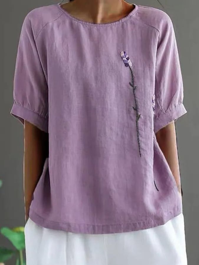 Solid Color Loose Casual Cotton Linen Shirt