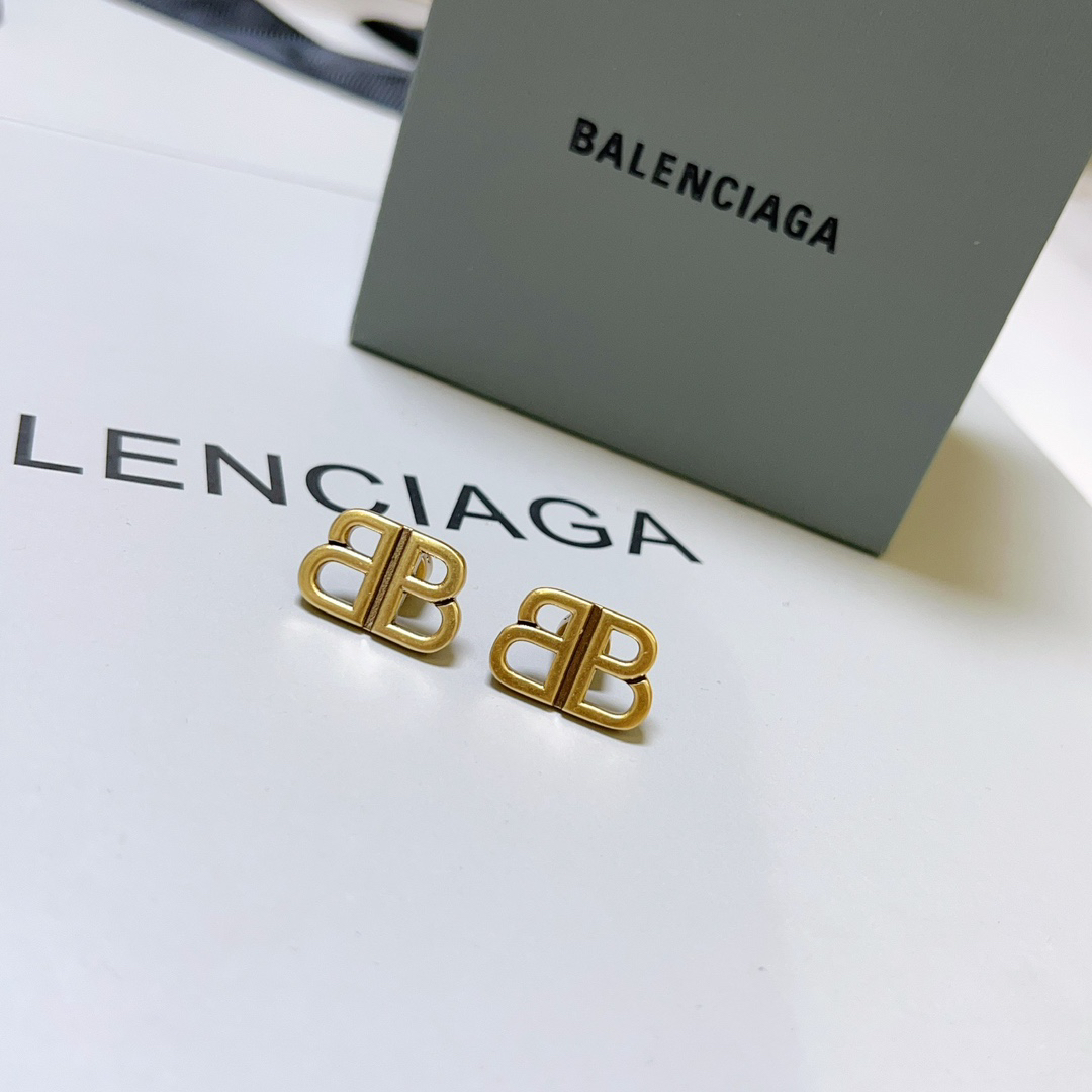 Balenciaga BB gold-tone earrings
