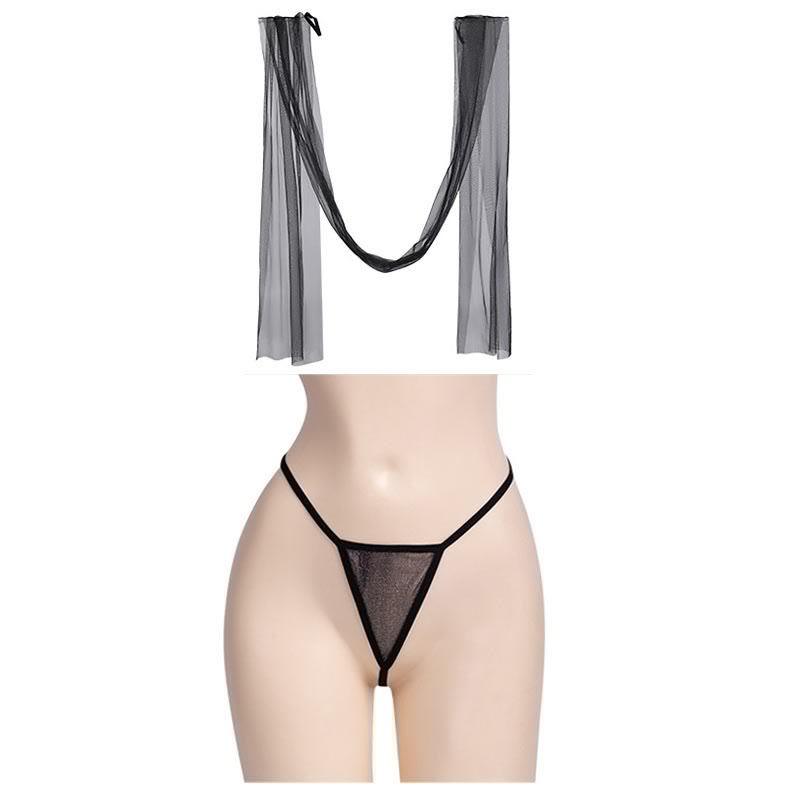 Sexy Sequins Decoration See-through Lingerie Set