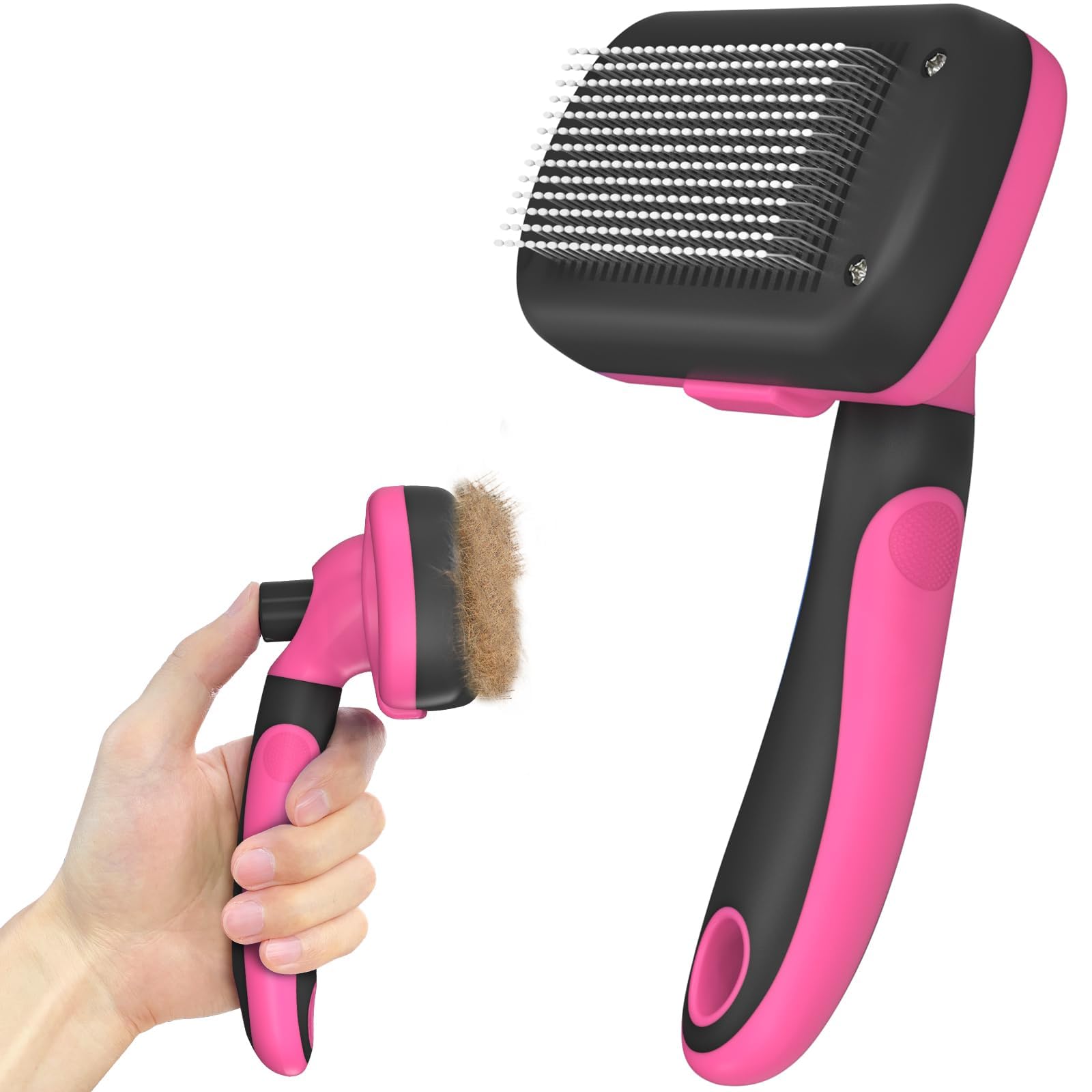Self Cleaning Shedding Brush - Skin Friendly Grooming Tool for Dogs, Cats, and Puppies