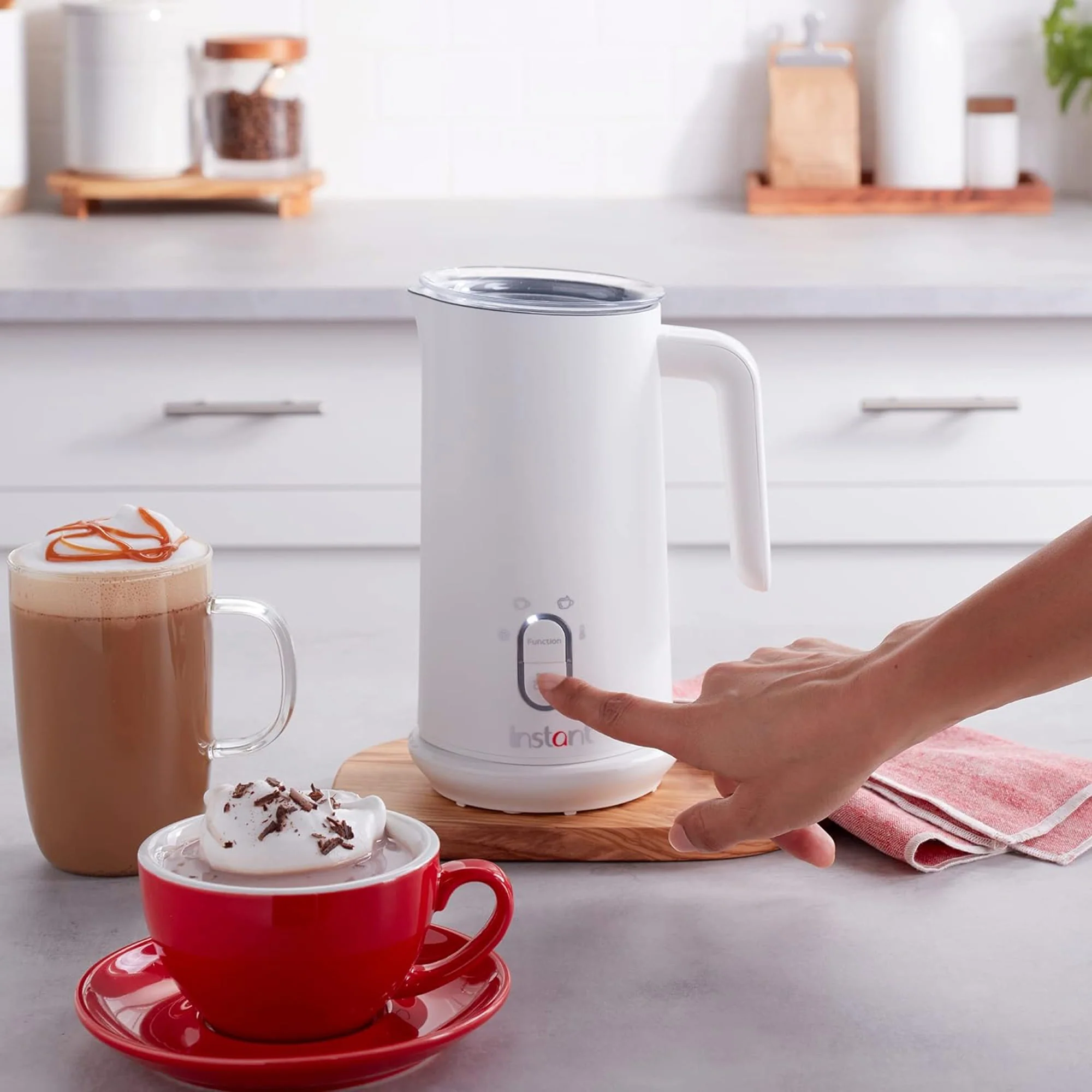 Instant Pot Instant Milk Frother, 4-in-1 Electric Milk Steamer, White, 10 Ounces