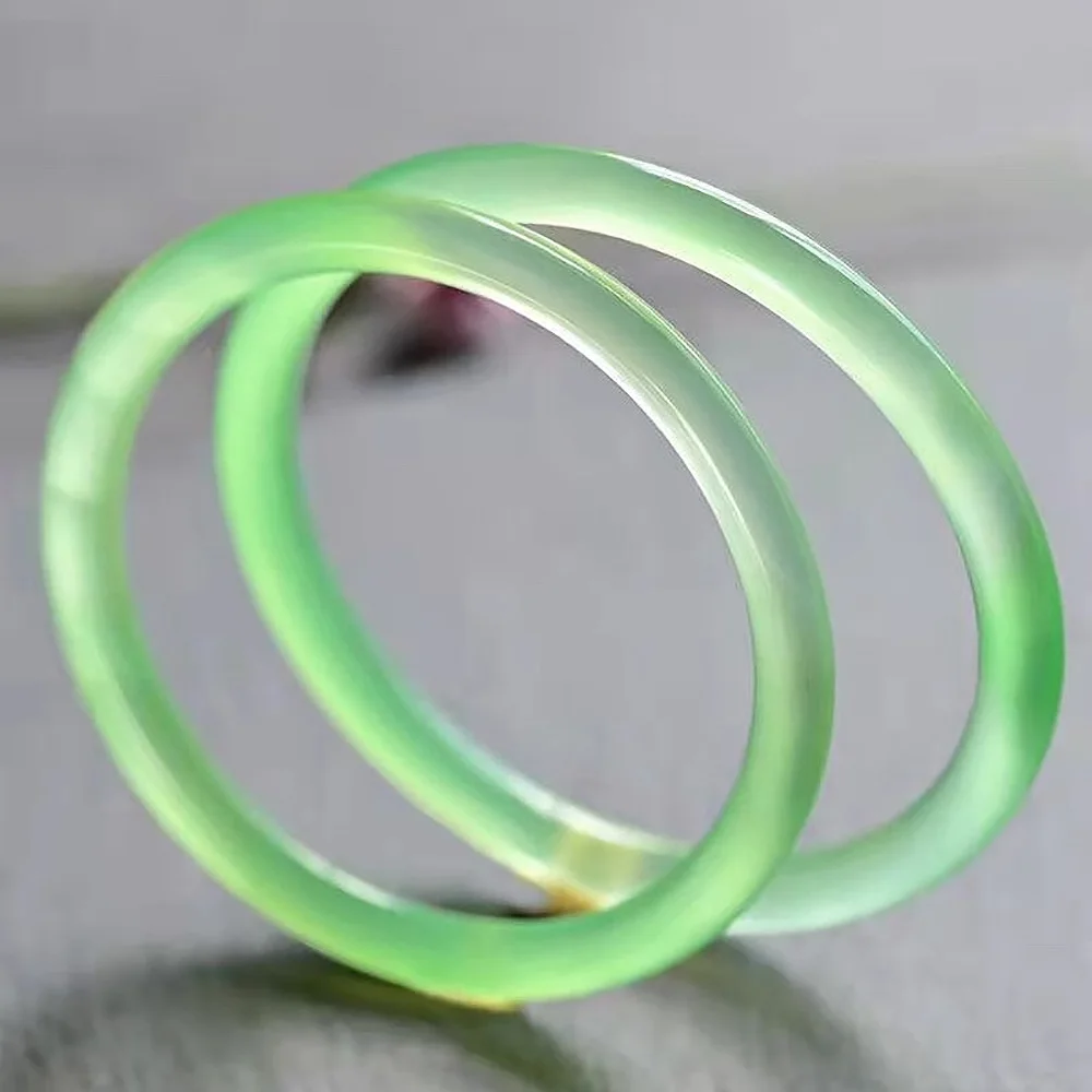 Natural Green Jade Bracelets Handring For Women Fine Jewelry 6mm Chalcedony Agate Bangle Fashion Accessories Free Shipping