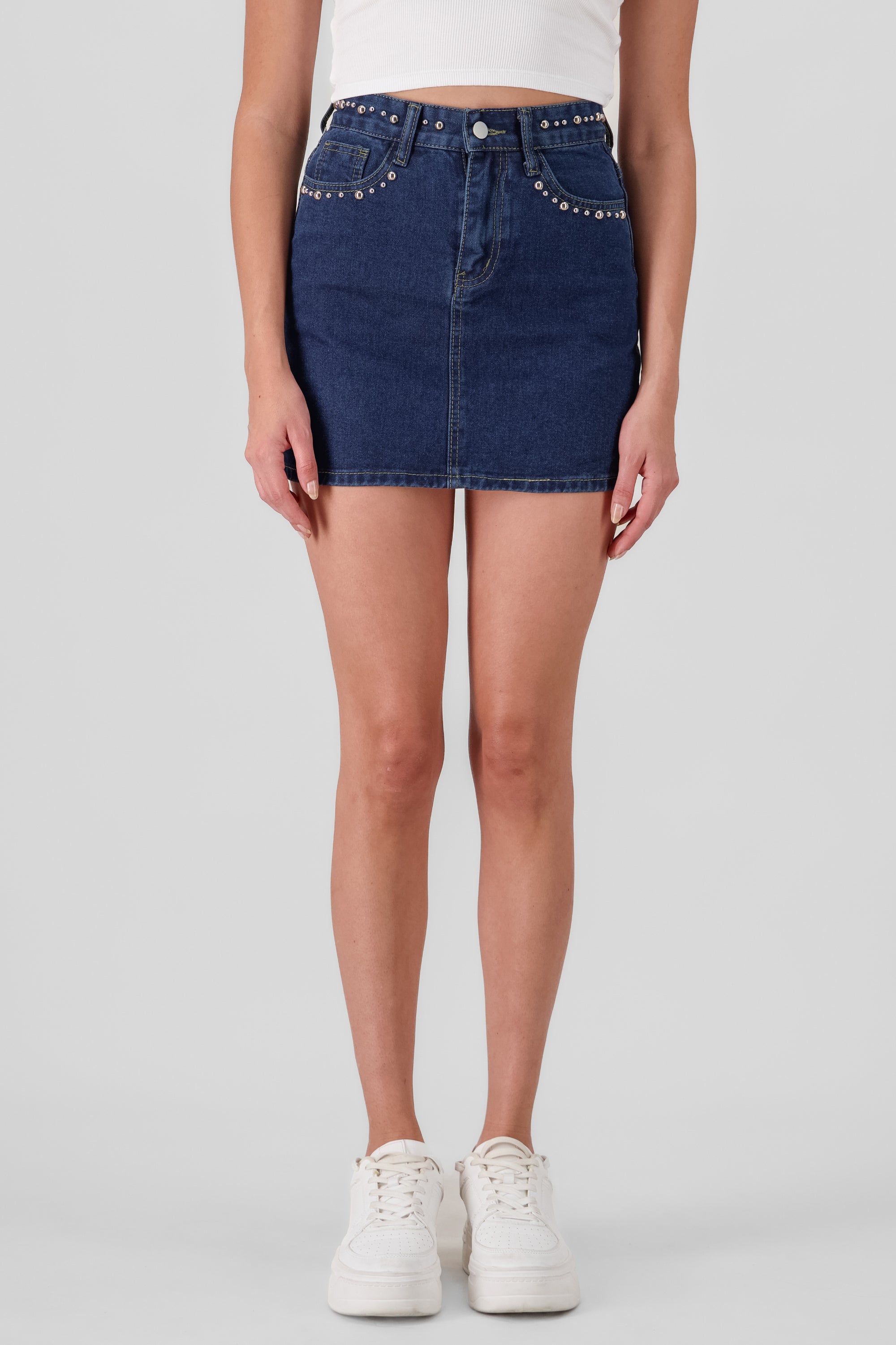 Mini Denim Skirt with Studs