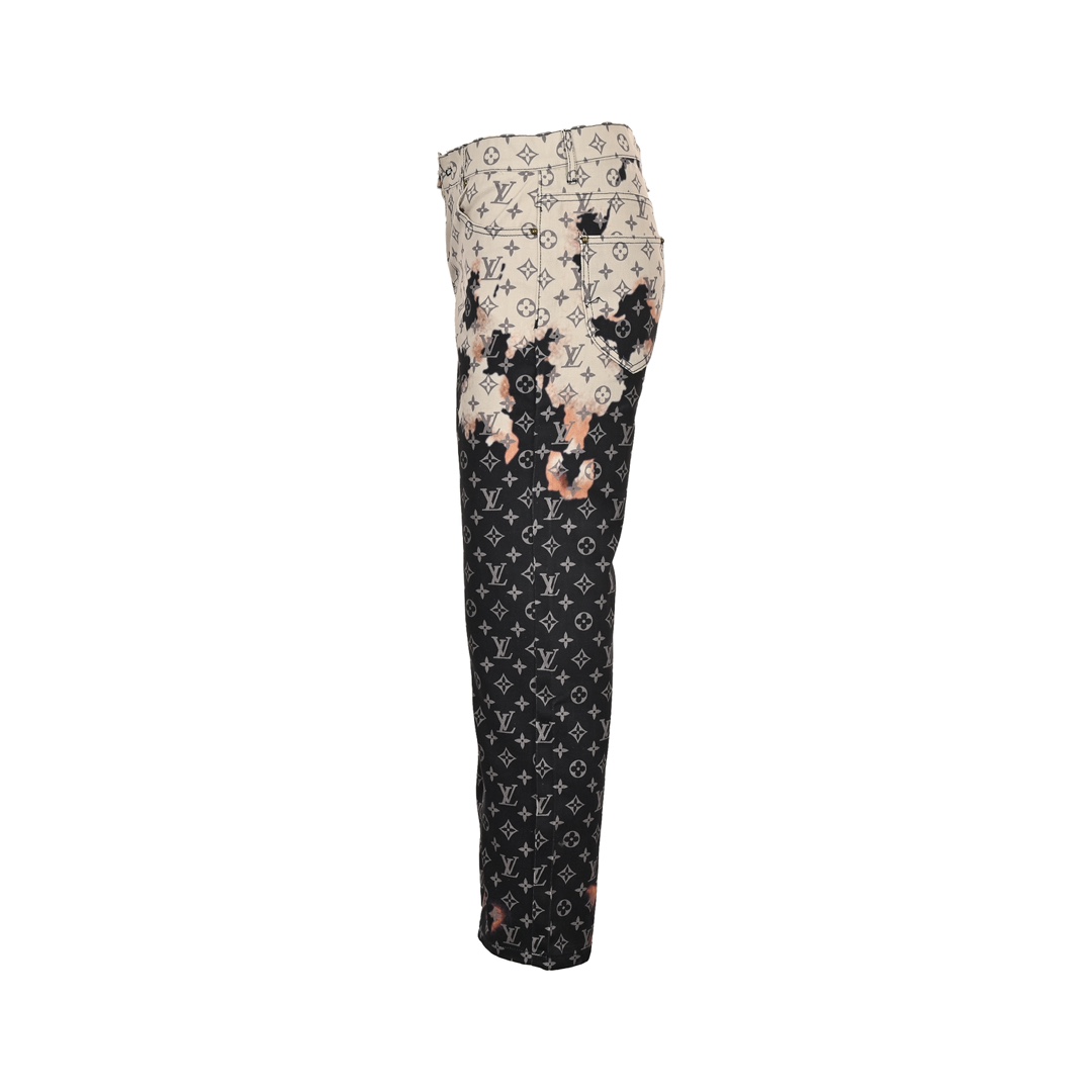 Louis Vuitton 24Fw Fire Cloud Monochrome Print Denim Pants