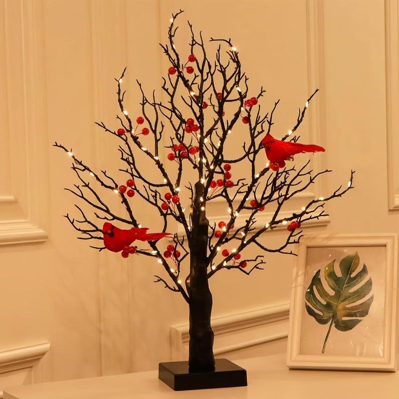 On Sale🔥21INCH Vintage Glowing Tree with Cardinals, Berries-🐦Cardinals appear, angels are near✨