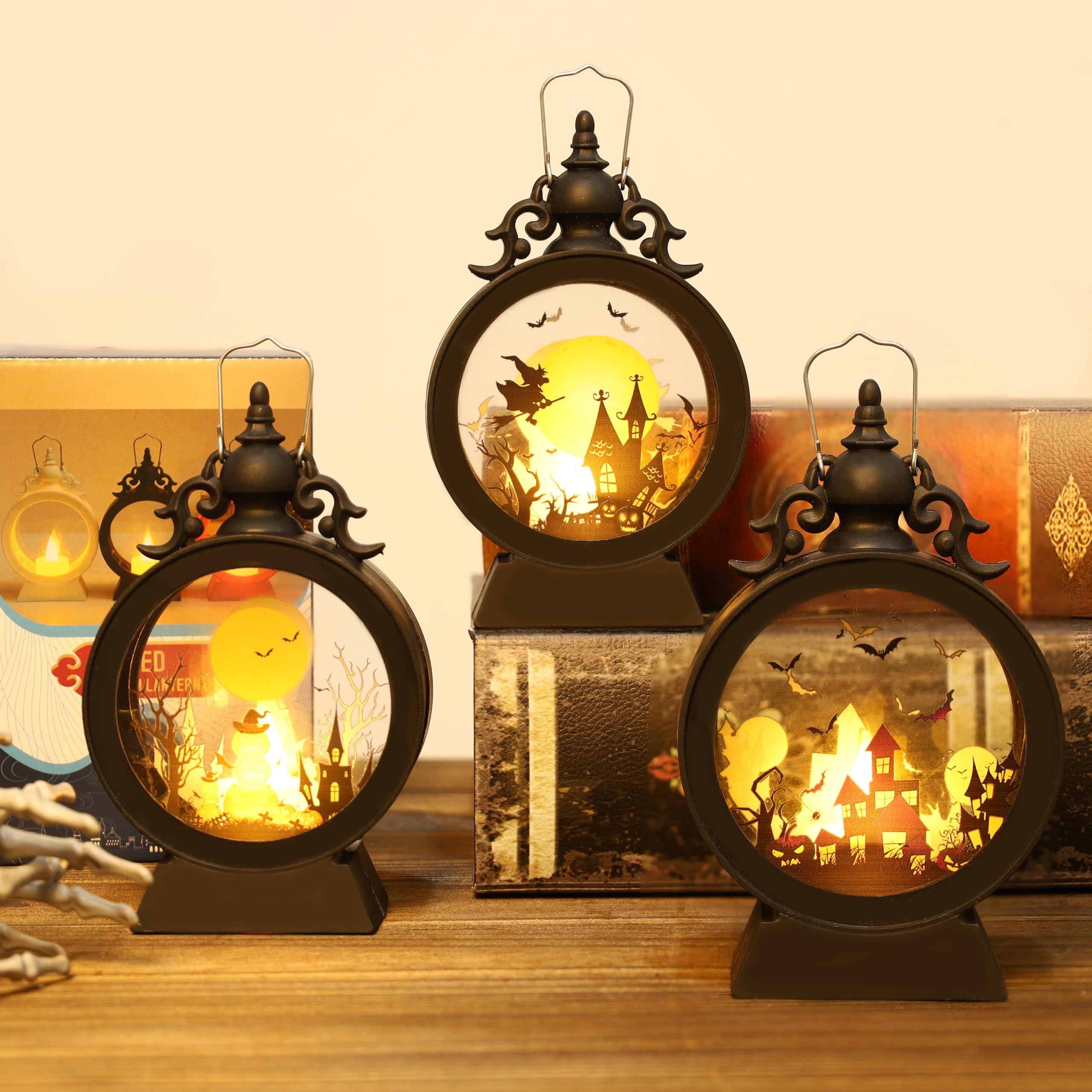 3 PCS Halloween Lantern Light with Flameless Candle