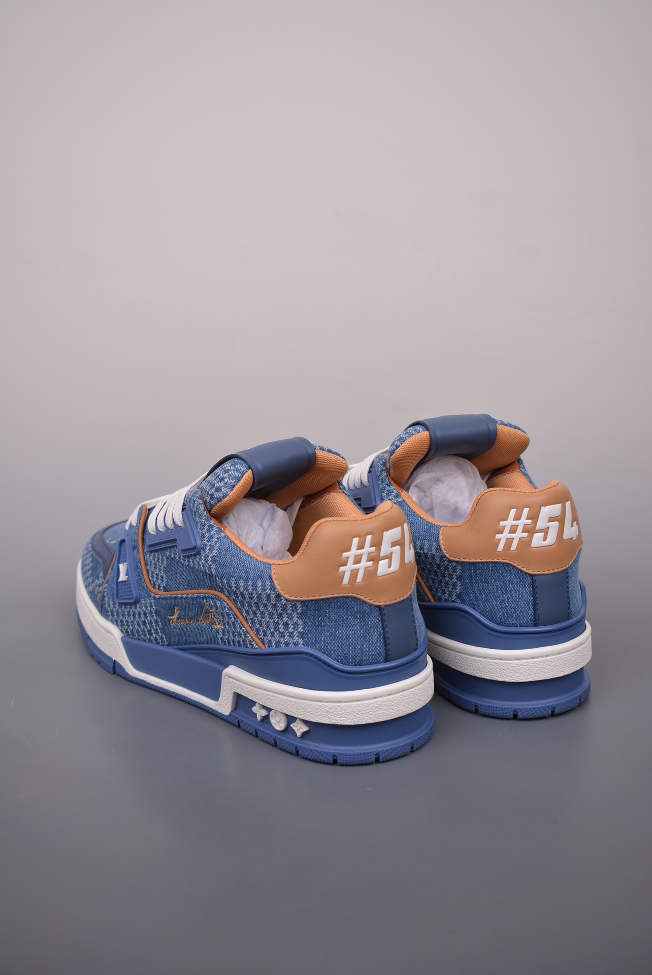 Louis Vuitton Trainer Sneaker Low Denim Blue Plaid 1AD6DJ